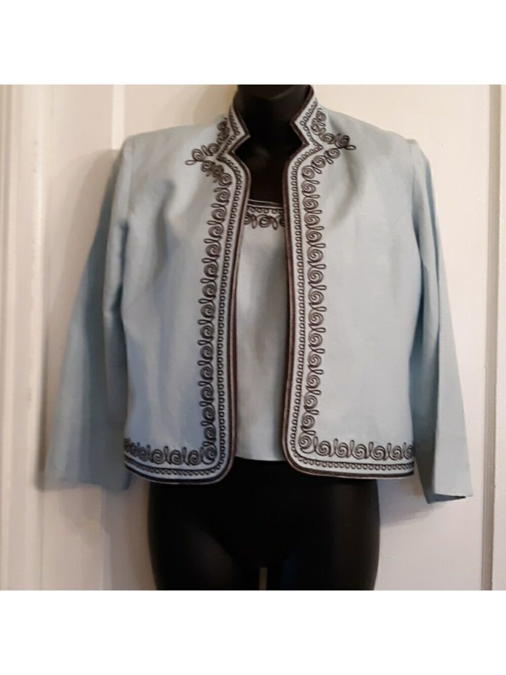 Positive attitude blue & brown top and jacket